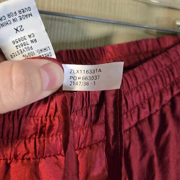 Vintage 2X Premium 100% Silk Red Pull On Pants/Trousers [0460] - Picture 8 of 10